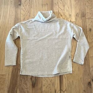 Zella Long Sleeve Velvety Striped Faux Turtleneck Light Tan Tunic, size M